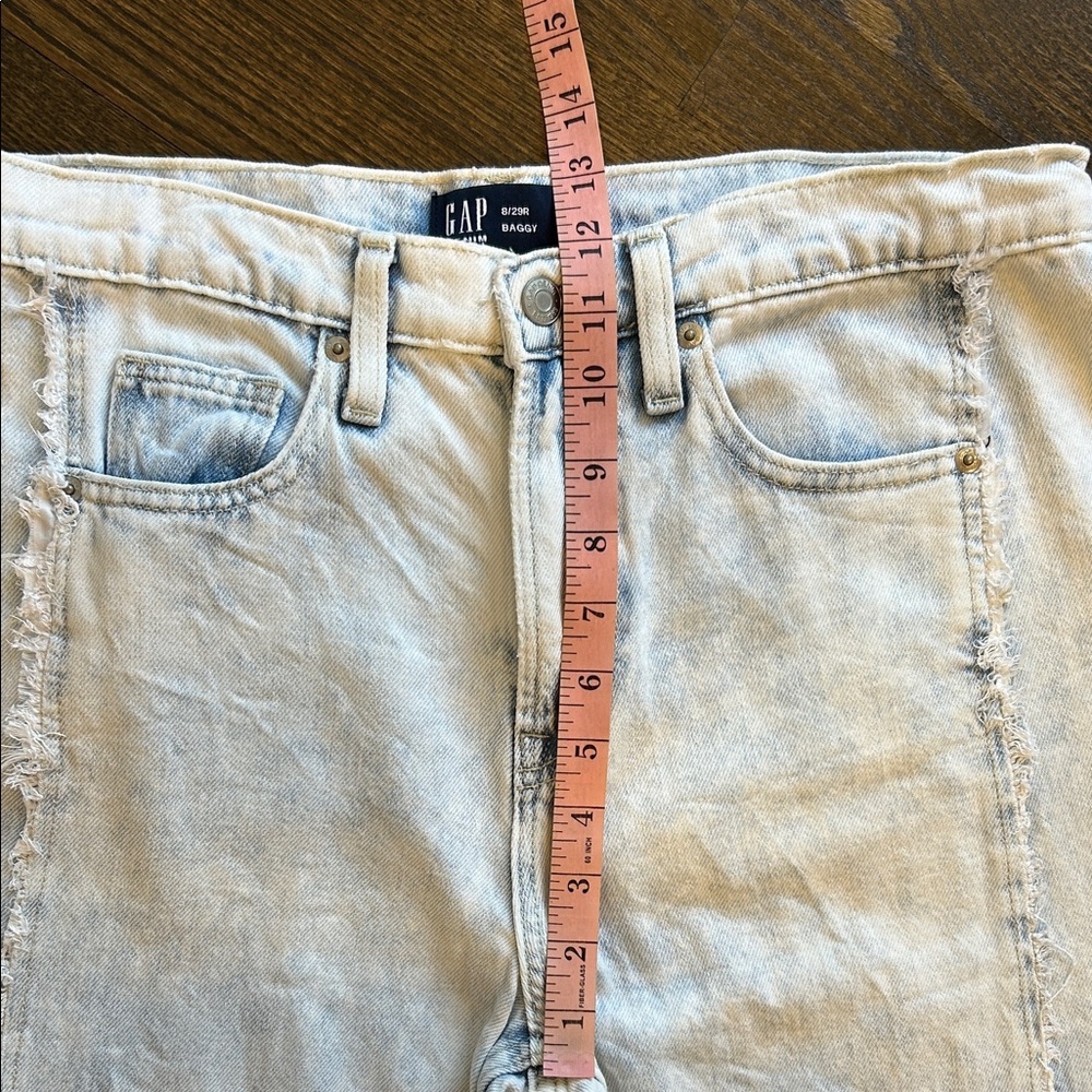 Gap Baggy Light Isla Wash Wide-Leg Ultra Soft Frayed Seam Jeans Bohemian Size 8 - Picture 9 of 14